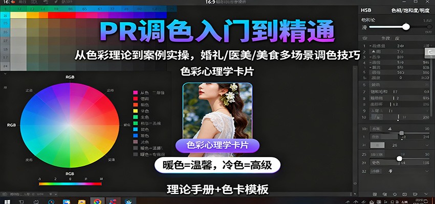 PR调色入门到精通：从色彩理论到案例实操，婚礼/医美/美食多场景调色技巧-星空网创资源