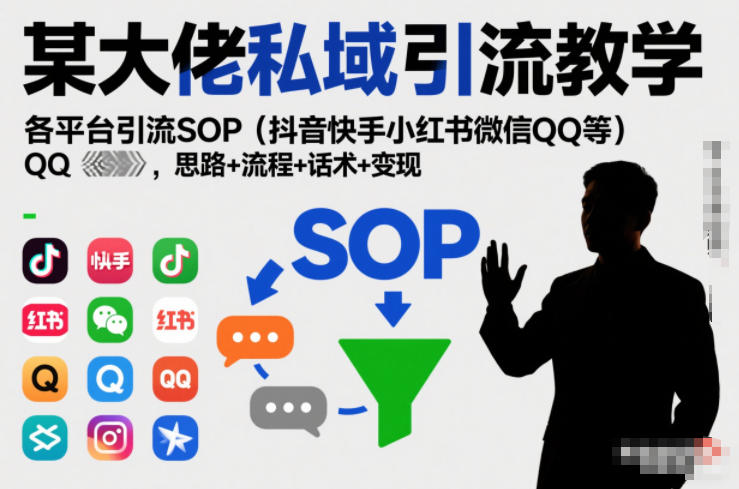 某大佬私域引流教学,各平台引流SOP(抖音快手小红书微信QQ等),思路+流程+话术+变现-星空网创资源