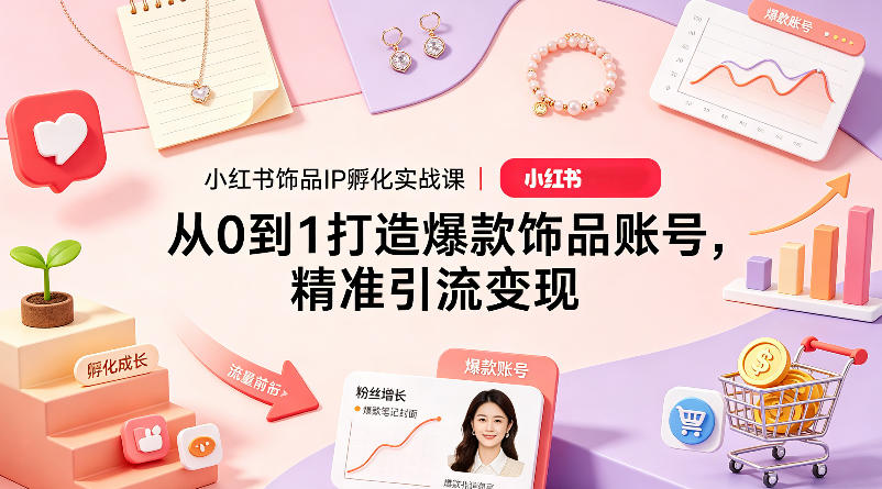 小红书饰品IP孵化实战课|从0到1打造爆款饰品账号,精准引流变现-星空网创资源