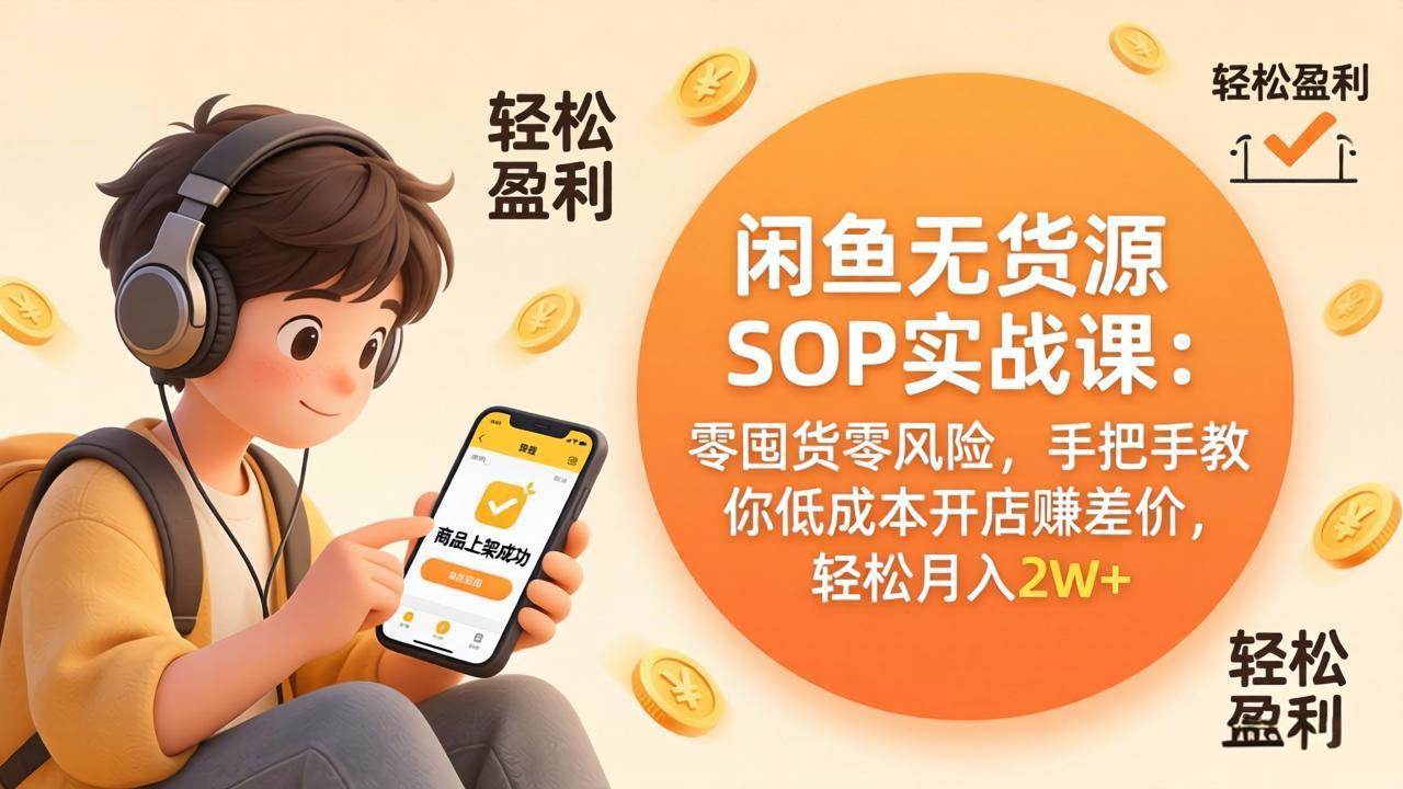 (17838期)闲鱼无货源SOP实战课:零囤货零风险,手把手教你低成本开店赚差价,轻松月入2w+-星空网创资源