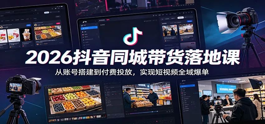 2026抖音同城带货落地课：从账号搭建到付费投放，实现短视频全域爆单-星空网创资源