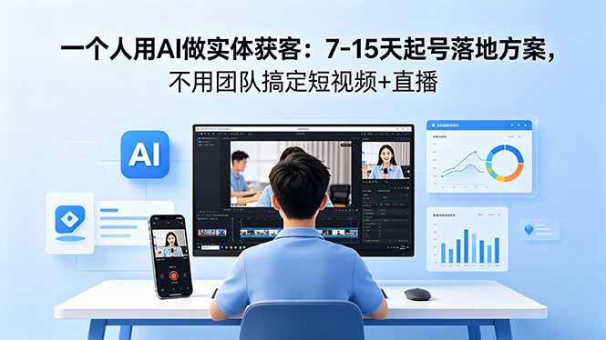 (18432期)一个人用AI做实体获客:7-15天起号落地方案,不用团队搞定短视频+直播-星空网创资源