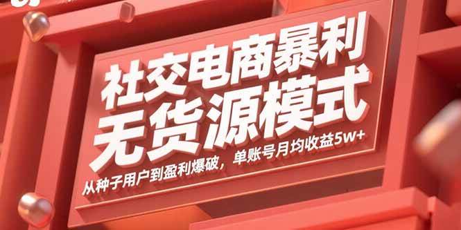 （15951期）社交电商暴利无货源模式：从种子用户到盈利爆破，单账号月均收益5w+-星空网创资源