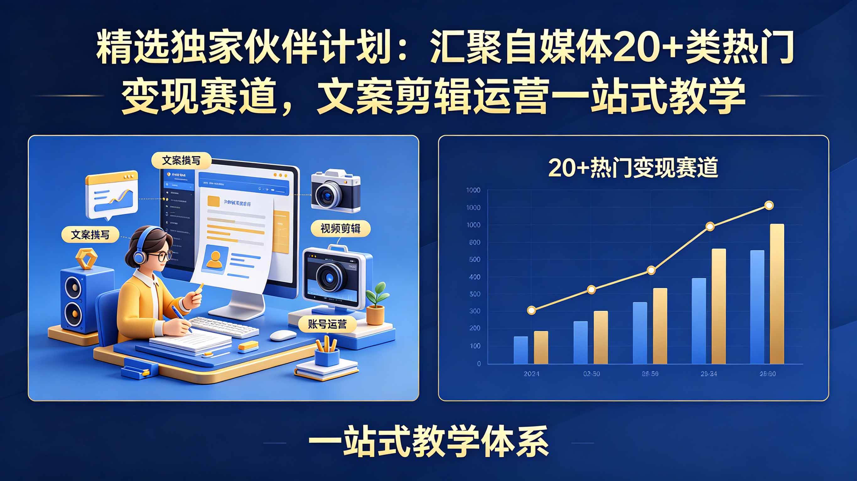 (18478期)精选独家伙伴计划:汇聚自媒体20+类热门变现赛道,文案剪辑运营一站式教学-星空网创资源