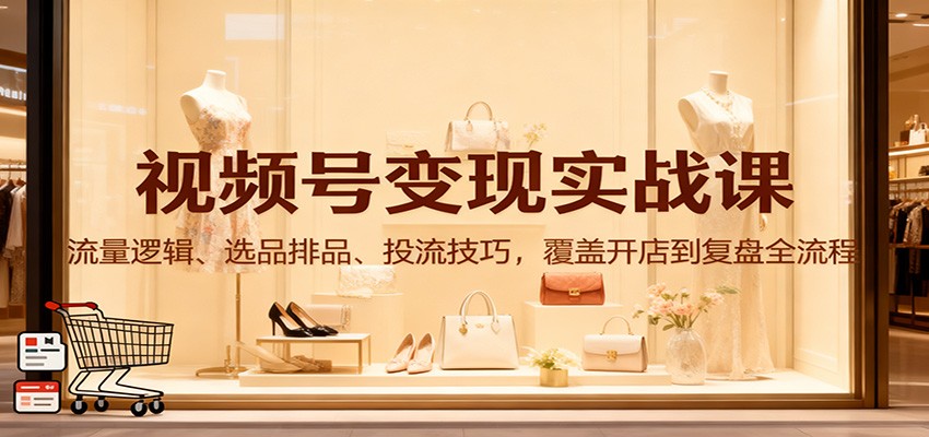 视频号变现实战课：流量逻辑、选品排品、投流技巧，覆盖开店到复盘全流程-星空网创资源