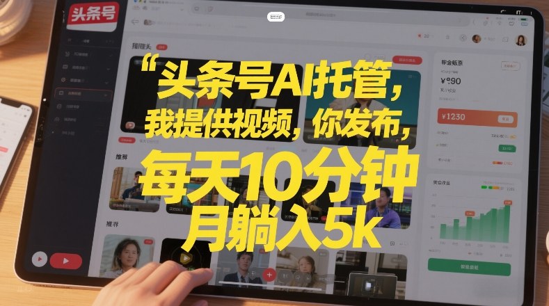 头条号AI托管,我提供视频,你发布,每天10分钟,月躺入5k+【揭秘】 头条号AI托管,我提供视频,你发布,每天10分钟,月躺入5k+【揭秘】