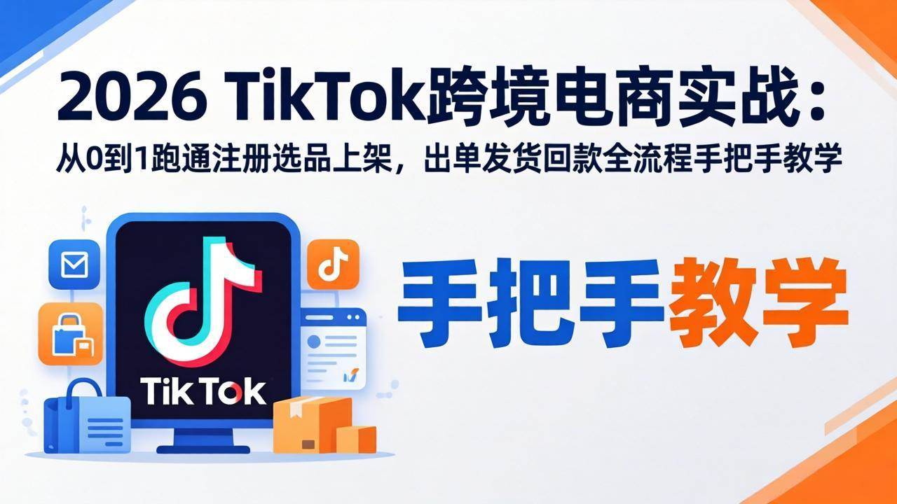 (18027期)2026TikTok跨境电商实战-更新:从0到1跑通注册选品上架,出单发货回款全流程手把手教学-星空网创资源