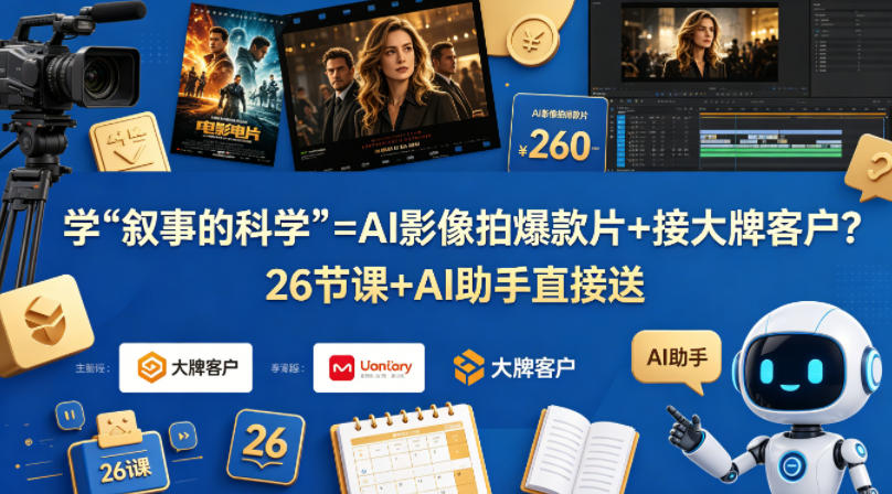 学《叙事的科学》=AI影像拍爆款片+接大牌客户?26节课+AI助手直接送【原创双语字幕】-星空网创资源