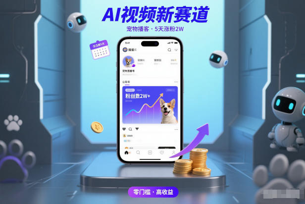 AI视频新赛道,宠物播客仅注册5天涨粉2W,收益非常可观-星空网创资源