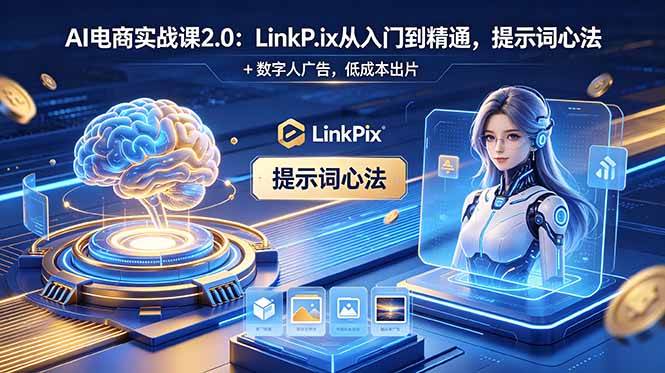 （18655期）AI 电商实战课2.0｜LinkPix 从入门到精通，提示词心法 + 数字人广告，低成本出片-星空网创资源