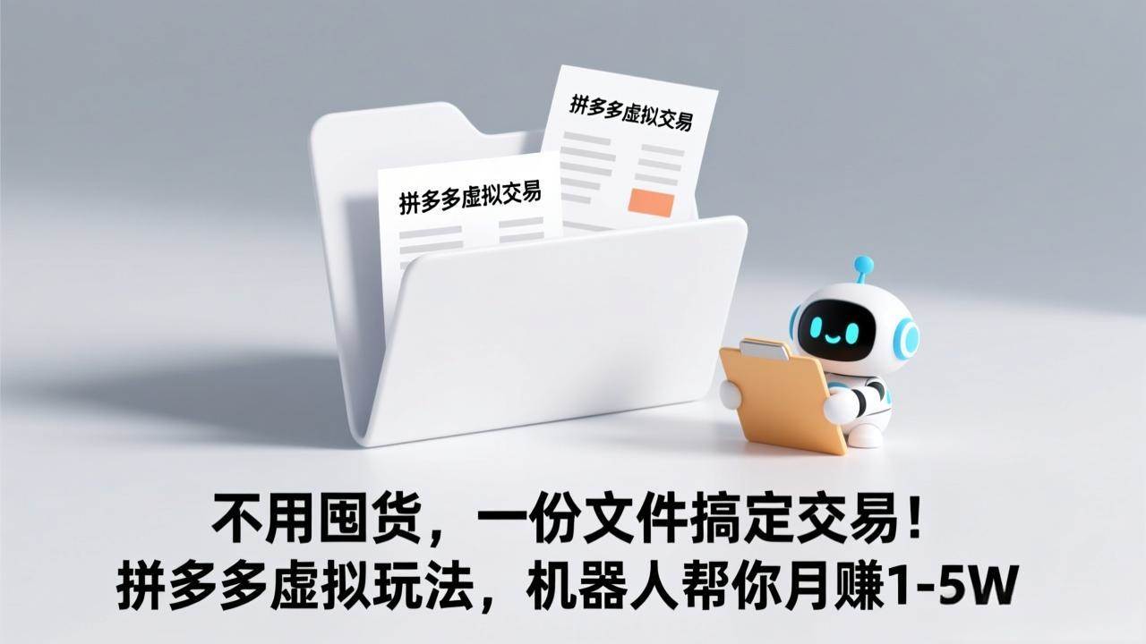 (17265期)不用囤货,一份文件搞定交易!拼多多虚拟玩法,机器人帮你月赚 1-5W (17265期)不用囤货,一份文件搞定交易!拼多多虚拟玩法,机器人帮你月赚 1-5W