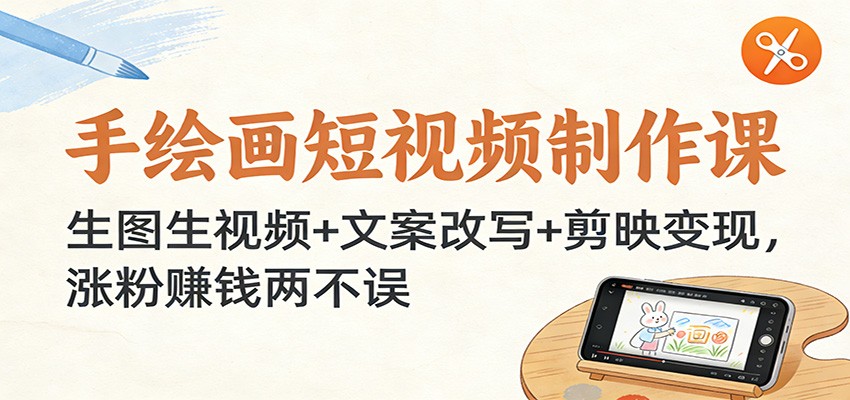 手绘画短视频制作课：生图生视频+文案改写+剪映变现，涨粉赚钱两不误-星空网创资源