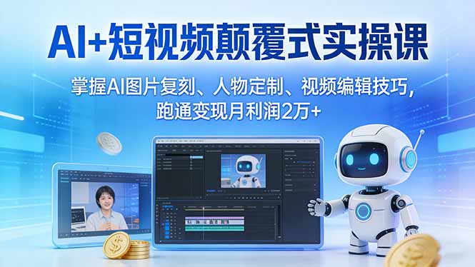 AI+短视频颠覆式实操课：掌握AI图片复刻、人物定制、视频编辑技巧，跑通变现月利润2万+-星空网创资源