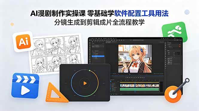 (18605期)AI漫剧制作实操课 零基础学软件配置工具用法 分镜生成到剪辑成片全流程教学-星空网创资源