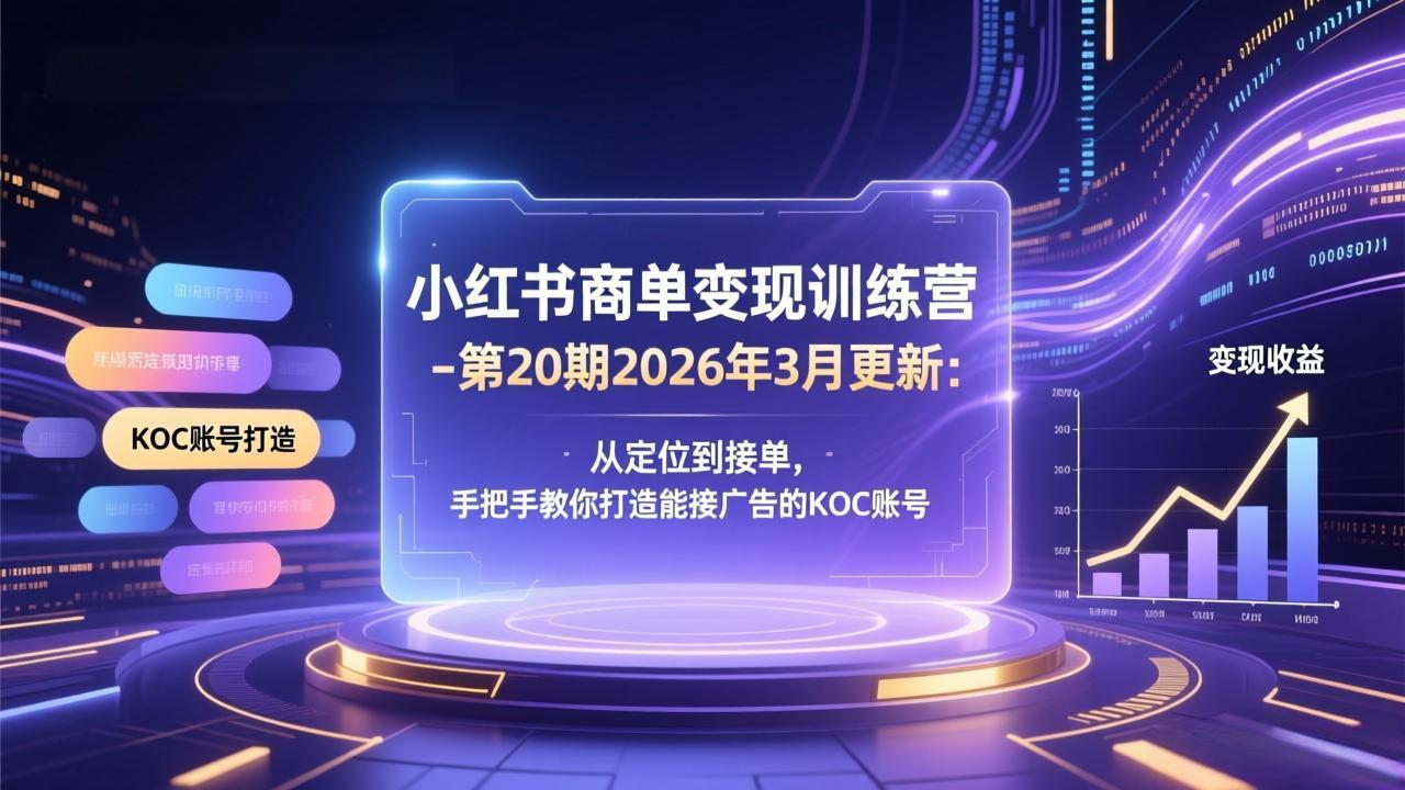 小红书商单变现训练营-第20期26年3月更新:从定位到接单,手把手教你打造能接广告的KOC账号 小红书商单变现训练营-第20期26年3月更新:从定位到接单,手把手教你打造能接广告的KOC账号