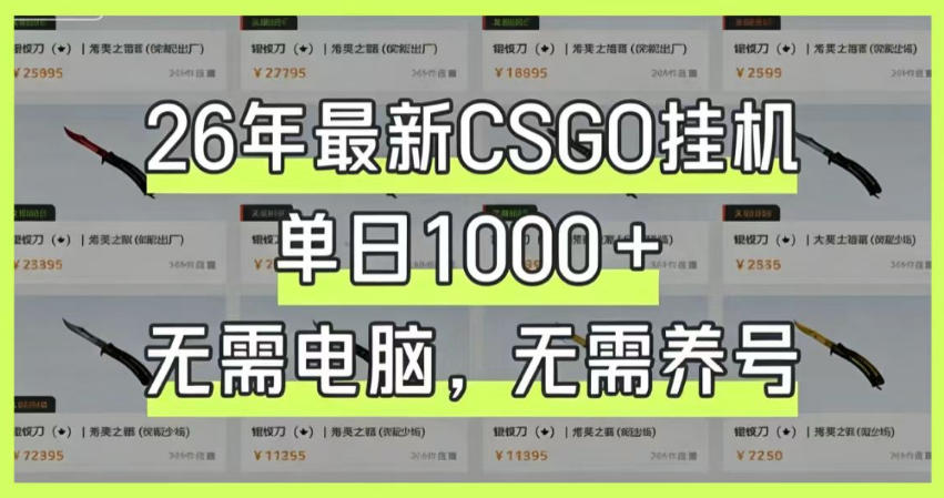 26年最新CSGO挂G系统,单日1000+,无需电脑,无需养号,0基础可上手【揭秘】-星空网创资源