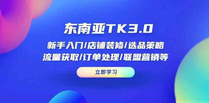 东南亚TK3.0:新手入门/店铺装修/选品策略/流量获取/订单处理/联盟营销等-星空网创资源