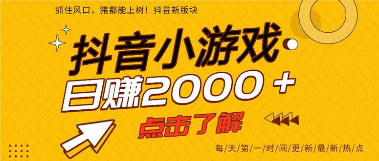 （16724期）25年爆火的抖音小游戏项目，一部手机日入2000+-星空网创资源