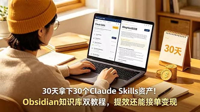 30天拿下30个Claude Skills资产！Obsidian知识库双教程，提效还能接单变现-星空网创资源