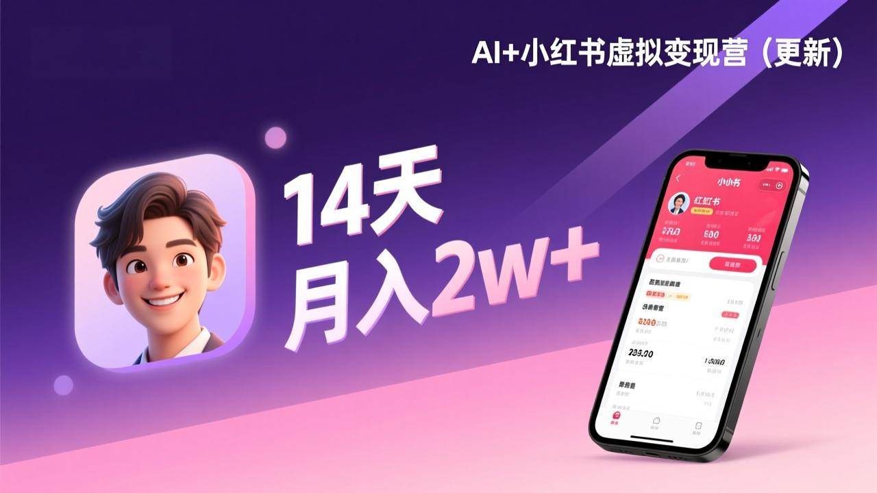(17275期)AI+小红书虚拟变现营(更新),14天掌握选品、笔记、成交,打造自动化月入2w+事业-星空网创资源