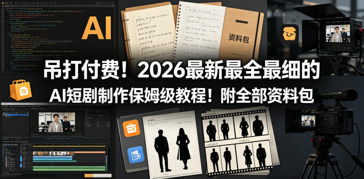 吊打付费!2026最新最全最细的AI短剧制作保姆级教程!附全部资料包-星空网创资源