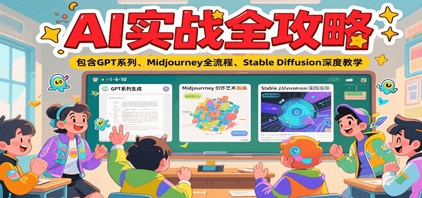 AI实战全攻略,包含GPT系列、Midjourney全流程、Stable Diffusion深度教学-星空网创资源