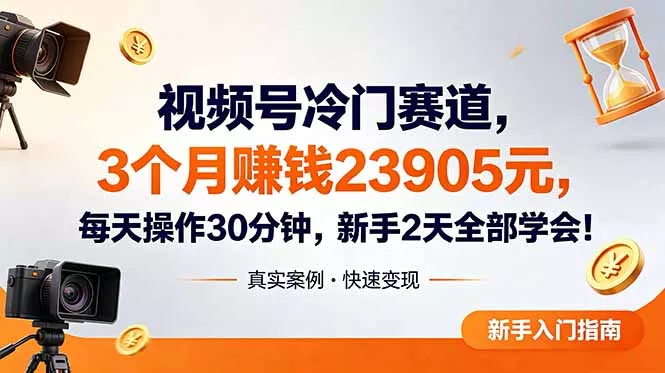 视频号冷门赛道,3个月变现23905元,新手2天学会 每天操作30分钟!-星空网创资源