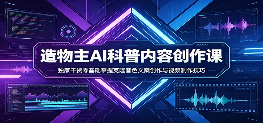 AI科普内容创作课:独家干货零基础掌握克隆音色文案创作与视频制作技巧-星空网创资源