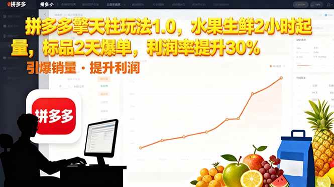 (16429期)拼多多 擎天柱玩法1.0,水果生鲜2小时起量,标品2天爆单,利润率提升30%-星空网创资源