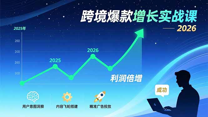 跨境爆款增长实战课,教授用户意图洞察、内容飞轮搭建、精准广告投放,助力卖家2026年利润倍增-星空网创资源