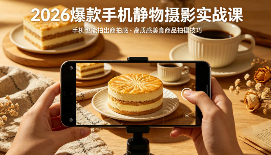 2026爆款手机静物摄影实战课,手机也能拍出商拍感,学会拍出高质感美食商品-星空网创资源