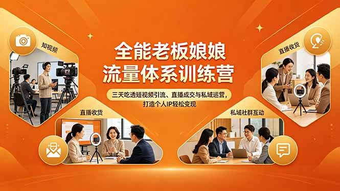 （18187期）全能老板娘流量体系训练营，三天吃透短视频引流、直播成交与私域运营，打造个人IP轻松变现-星空网创资源