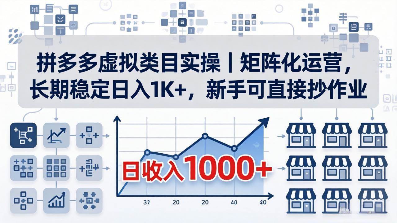 (18218期)拼多多虚拟类目实操|矩阵化运营,长期稳定日入 1K+,新手可直接抄作业-星空网创资源