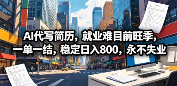 AI代写简历，就业难目前旺季，一单一结，稳定日入800，永不失业-星空网创资源