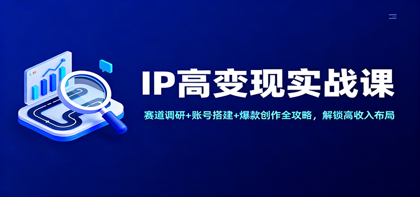 IP高变现实战课：赛道调研+账号搭建+爆款创作全攻略，解锁高收入布局-星空网创资源