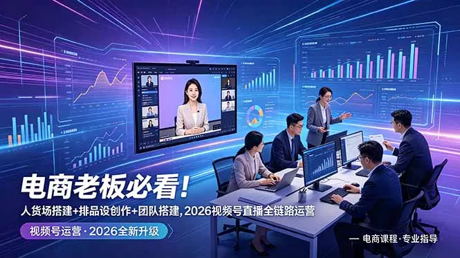 电商老板必看！人货场搭建+排品设计+素材创作+团队搭建，2026视频号直播全链路运营-星空网创资源