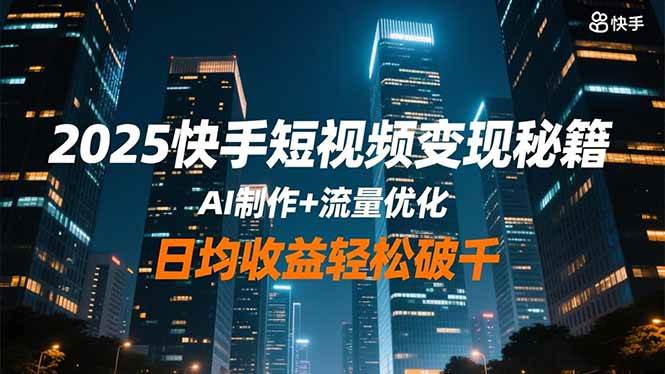 (16487期)2025快手短视频变现秘籍,AI制作+流量优化,日均收益轻松破千-星空网创资源