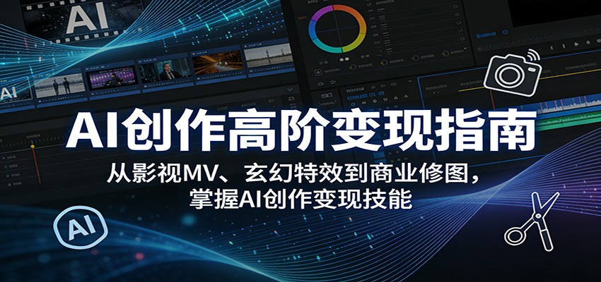 AI创作高阶变现指南：从影视MV、玄幻特效到商业修图，掌握AI创作变现技能-星空网创资源