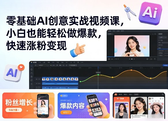零基础AI创意实战视频课,小白也能轻松做爆款,快速涨粉变现-星空网创资源