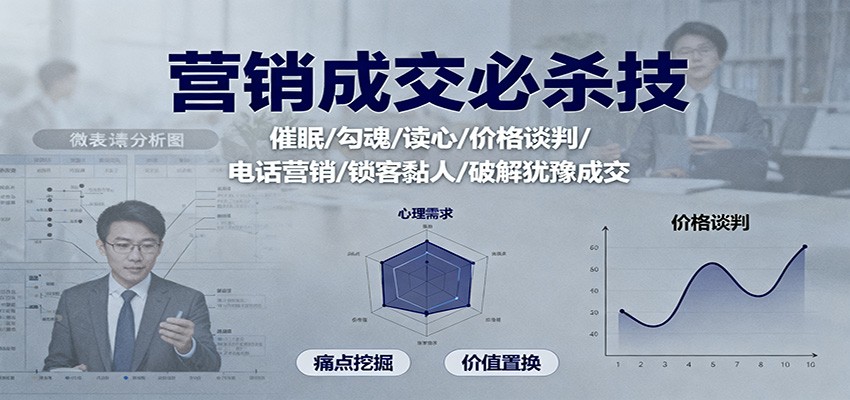 营销成交必杀技：催眠/勾魂/读心/价格谈判/电话营销/锁客黏人/破解犹豫成交-星空网创资源