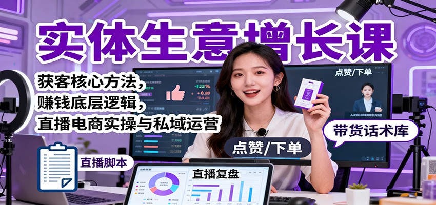 实体生意增长课:获客核心方法,赚钱底层逻辑,直播电商实操与私域运营-星空网创资源