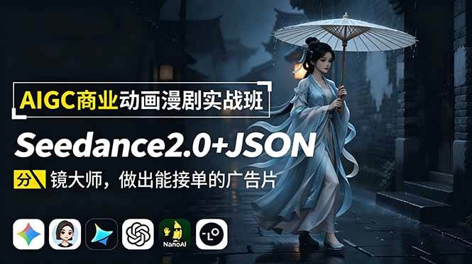 (18849期)AIGC商业动画漫剧实战班:Seedance2.0+JSON分镜大师,做出能接单的广告片-星空网创资源