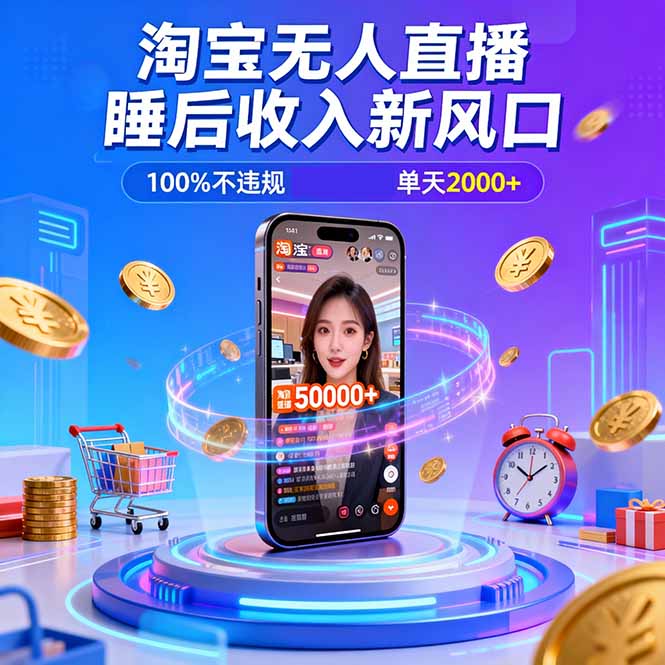 淘宝无人直播，不违规不封号，直播100小时卖了5万，年底旺季！-星空网创资源