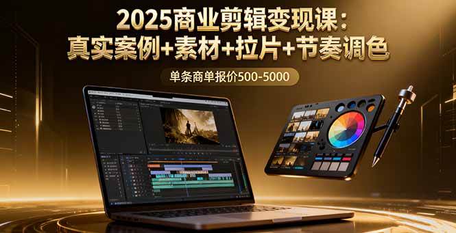(16130期)2025商业剪辑变现课:真实案例+素材+拉片+节奏调色,单条商单报价500-5000-星空网创资源