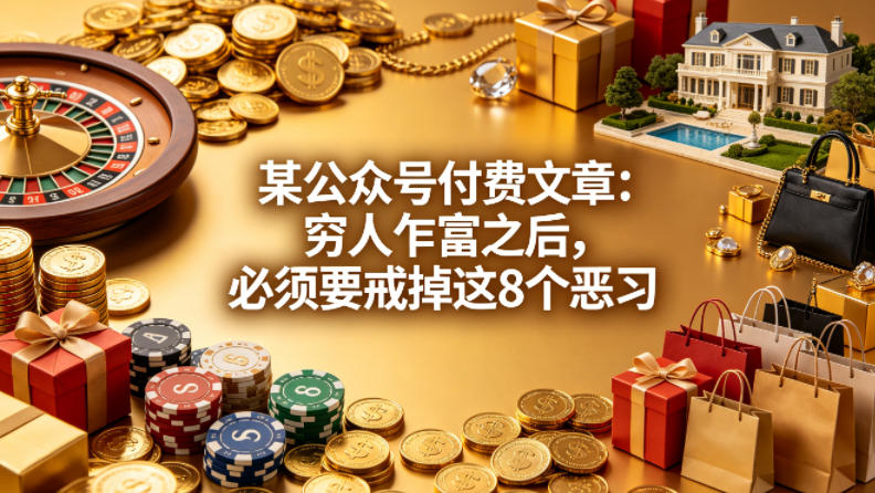 某公众号付费文章：穷人乍富之后，必须要戒掉这8个恶习-星空网创资源