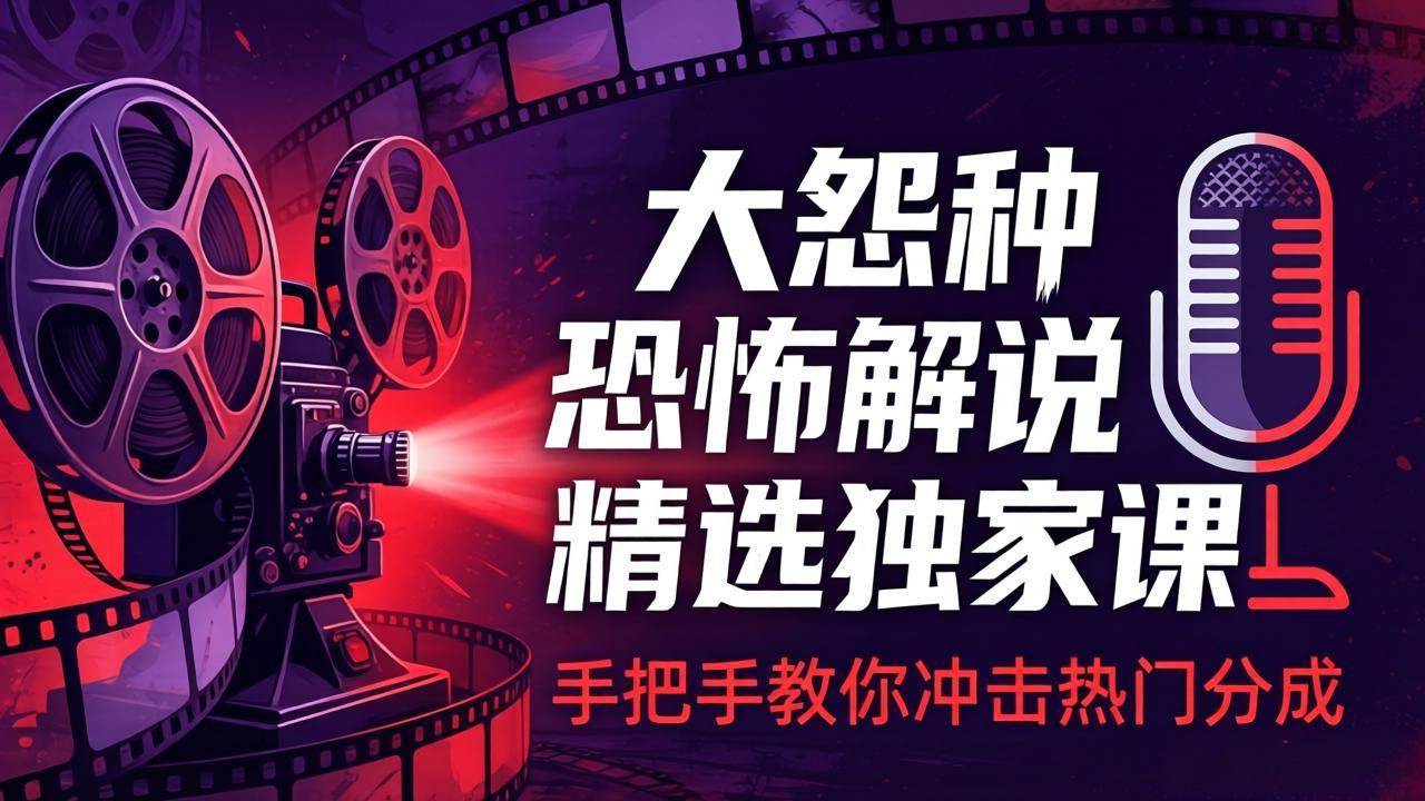 (17920期)大怨种恐怖解说精选独家课:电影下载+文案配音+片头封面,手把手教你冲击热门分成-星空网创资源