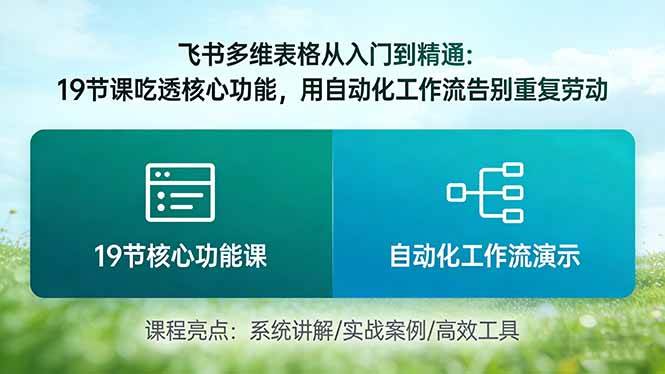 (17634期)飞书多维表格从入门到精通:19节课吃透核心功能,用自动化工作流告别重复劳动-星空网创资源