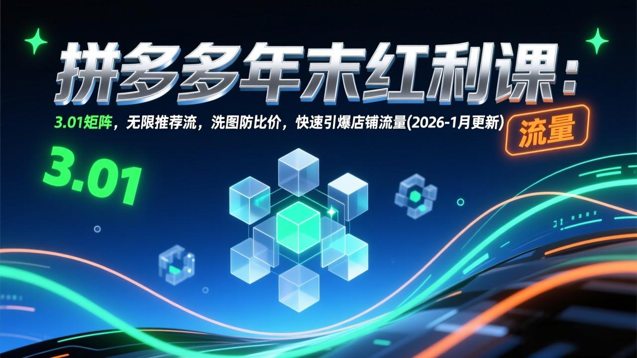 拼多多年末红利课:3.01矩阵,无限推荐流,洗图防比价,快速引爆店铺流量(2026-1月更新-星空网创资源