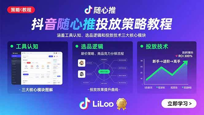 （15828期）抖音随心推投放策略教程：涵盖工具认知、选品逻辑和投放技术三大核心模块-星空网创资源