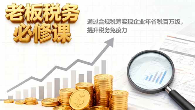 (16426期)老板税务必修课,通过合规税筹实现企业年省税百万级,提升税务免疫力-星空网创资源